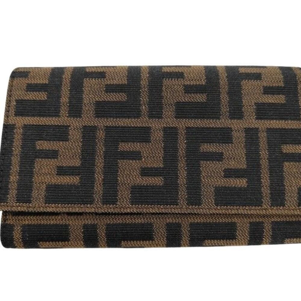 FENDI Tri-fold Wallet, Zucca Pattern, 8M0011, Brown Canvas Leather, Women's